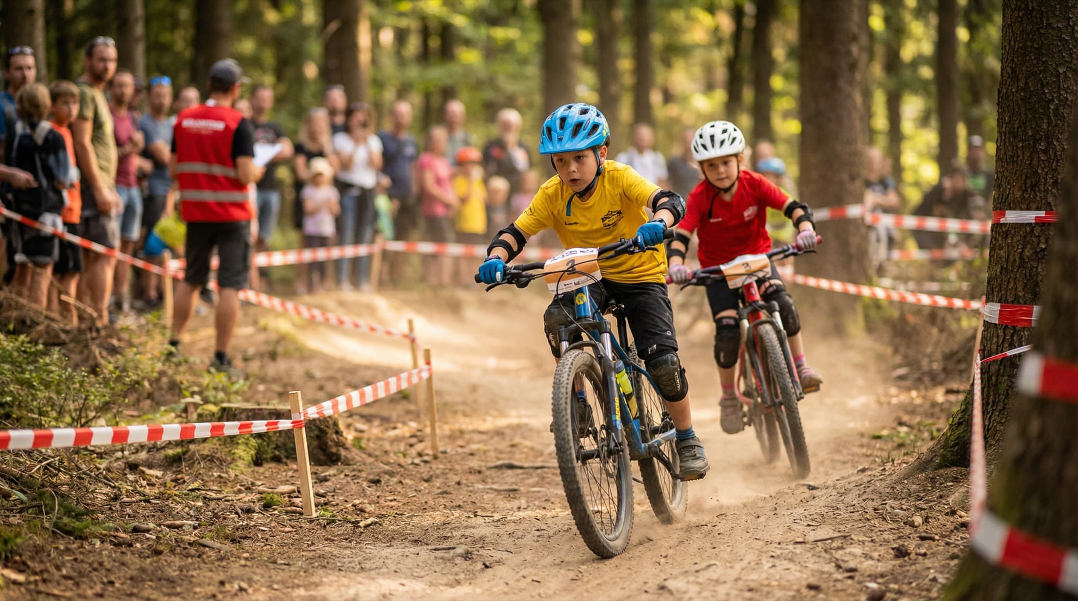 Kinder und Jugendliche beim Mountainbike-Rennen